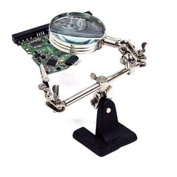 5X Third Hand Soldering Iron Stand Helping Clamp Vise Clip Magnifying Glass Tool
