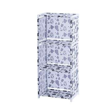 4/5 Layers Fabric Bookshelf Simple Multifunctional Debri... (LAYERS: 4LAYERS | COLOR: BLACKANDWHITE)