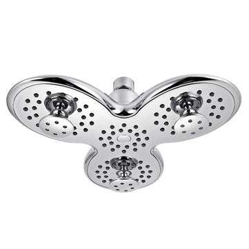 4-way High-Pressure 9.5 Inch Rainfall Shower Head Trident Shape Massage Top Spray Showerhead