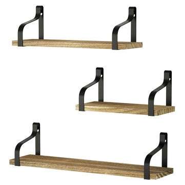 3Pcs/Set Wall Mounted Storage Rack Floating Shelves Hanging Storage Display Ra... (COLOR: WOODCOLOR)