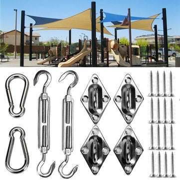 8Pcs Stainless Steel Outdoor Sun Sail Shade Canopy DIY Fixing Fittings Hardware Accessory Tools Kit