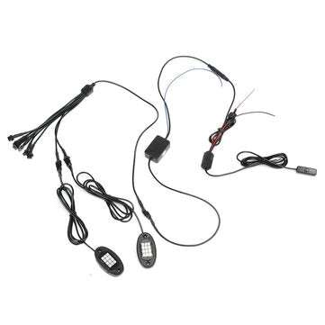 8PCS RGB LED Rock Light Wireless Bluetooth Music Offroad Multi-color Dual Remote