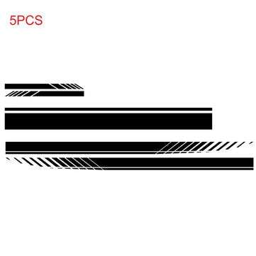 5pcs Car Side Body Stickers Stripe Vinyl Hood Decals Rear View Mirror Vinyl  Decor... (COLOR: BLACK)