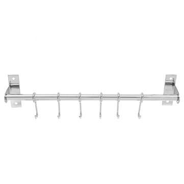 40cm Wall Mount Kitchen Utensil Pot Pan Towel Hanger Storage Organizer Rack 6 Hooks