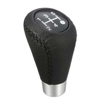 5 Speed Black Leather Stitch Manual Automobile Gear Stick Shift Knob Shifter Kit