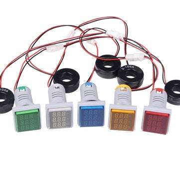 5pcs Geekcreit 3 in 1 AC 60-500V 100A Square Green LED Digital Voltmeter Ammeter Hertz Meter Signa