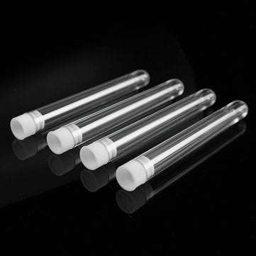 50Pcs 12x100mm Clear Plastic Test Laboratory Tubes Container with White Push Caps