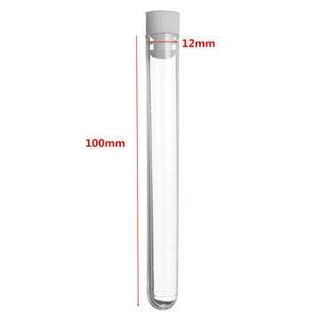 50Pcs 12x100mm Clear Plastic Test Laboratory Tubes Container with White Push Caps