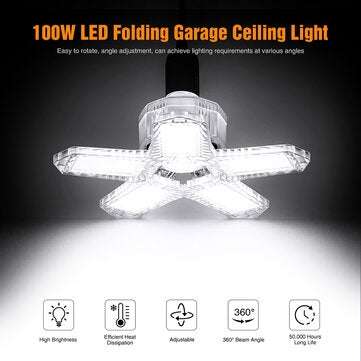 80/100W LED Garage Lights 8000/10000 Lumens Super Bright Garag... (POWER: 100W | COLOR: TRANSPARENT)