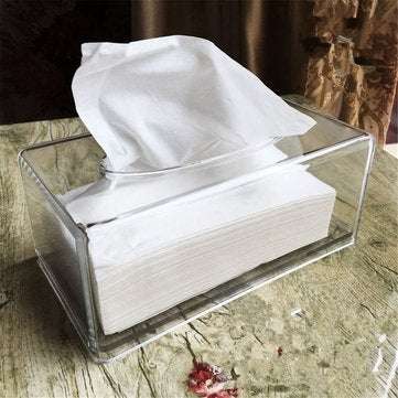 Acrylic Clear Transparent Tissue Box Cover Rectangular Holder Paper Storage Case