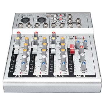 4 Channel Professional Live Mixing Studio Audio Sound USB KTV Karaoke Mixer Console (COLOR.: WHITE)
