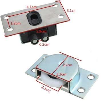 4pcs White Metal Wardrobe Sliding Doors Plastic Bearing Wheel