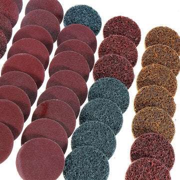 60pcs 50mm Mix Sanding Disc Set 2 Inch Roll Lock Surface Coarse Sandpaper Pad with Holder