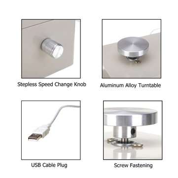 5V USB Aluminum Alloy Fingertip Mini Pottery Wheels 4.5cm Turntable Knob Stepless Speed Change