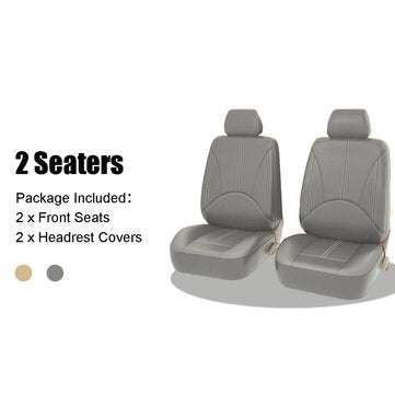 4PCS Van Front Car Seat Cover Faux Leather Mat Pad Universial Cus... (COLOR.: GREY | QUANTITY: 2PCS)