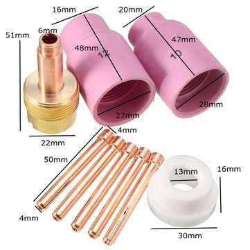 9Pcs 3/32inch TIG Welding Torch 17/18/26 TAK18 Large Gas Lens Accessory Kit