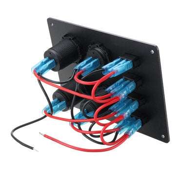 4 Gang LED 12V/24V ON-OFF Rocker Switch Dual USB Car Marine Boat Switch Panel
