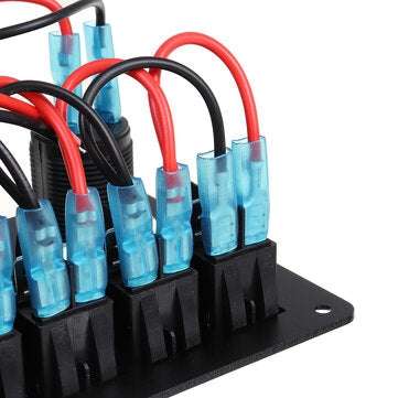 6 Gang Blue LED Rocker Switch Panel Car Marine Boat Circuit Dual USB Waterproof