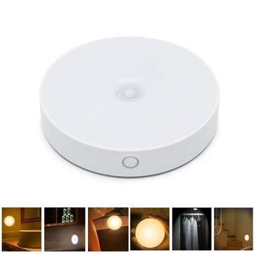 6 LED USB Rechargeable PIR Motion Sensor Light Control LED Night Lamp Magnet ... (COLOR.: WARMWHITE)