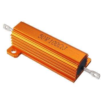 3pcs RX24 50W 100R 100RJ Metal Aluminum Case High Power Resistor Golden Metal Shell Case Heatsink Re