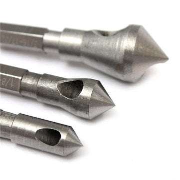 3pcs Countersink Deburring Drill Bits Chamferring Drill Tapper Hole Cutter
