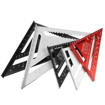 7"12" Aluminum Alloy Triangle Ruler Metric Imperial Meter Square Pr... (COLOR.: RED | LENGTH: 7INCH)