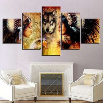 5Pcs Set Wolf Modern Canvas Print Paintings Wall Art Pictures Home Decor Unframed