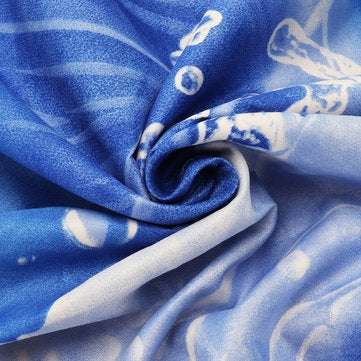 3PCS 200 x 230cm 3D Blue Rose Printed Bedding Pillowcase Quilt Cover Bedding Sets Queen Size