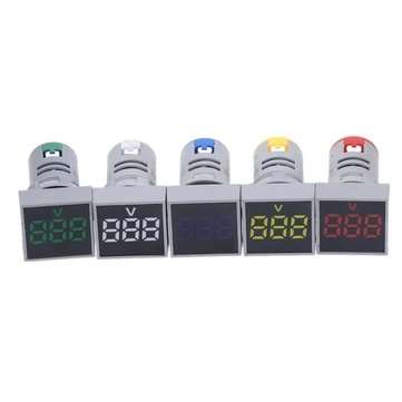 3pcs Green 22MM AC 60-500V Voltmeter Square Panel LED Digital Voltage Meter Indicator Light