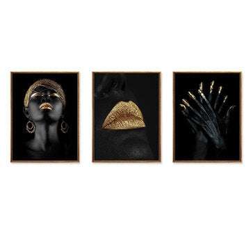 3Pcs Canvas Print Paintings African Girl Wall Decorative Print Art Pictures Frameless W... (SIZE: M)