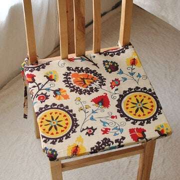 40x40cm Bohemia Style Sponge Cotton Linen Office Home Chair Seat Cushion Mat Home D... (COLOR.: #01)