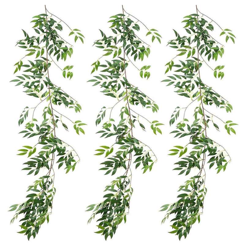 (16.8Ft) Artificial Willow Leaves Vines Twigs- Silk Hanging Willow Plant Greenery Garland String f