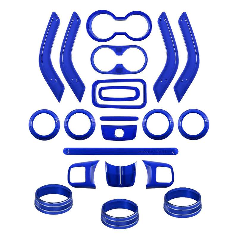 (Blue 21PCs) Car Decoration Steering Wheel Center Console Air Outlet Trim for JK JKU Accessories 201