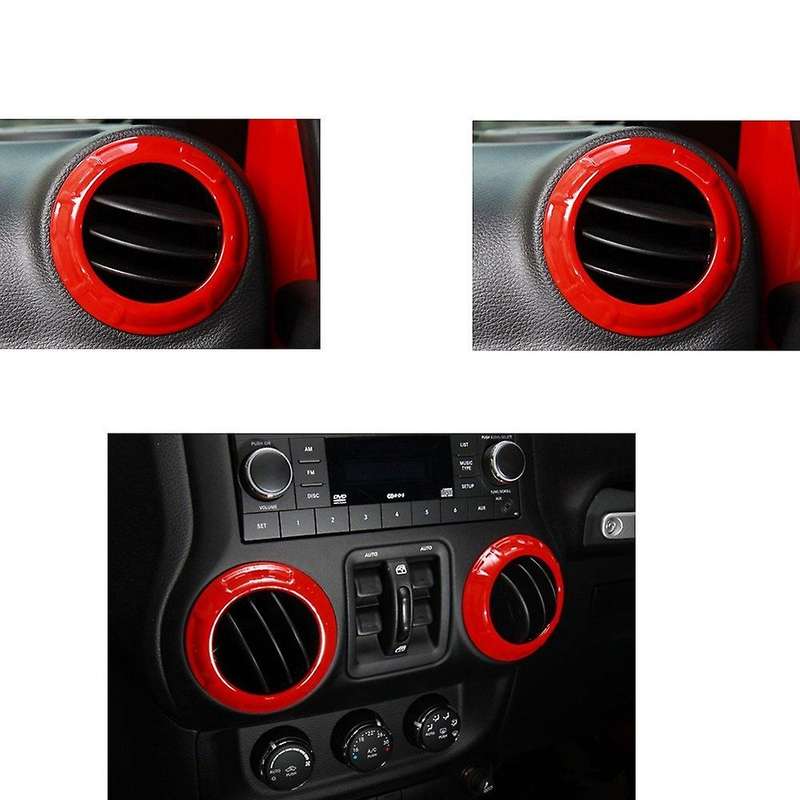 (Red 12PCs) Car Decoration Steering Wheel & Center Console Air Outlet Trim for JK JKU Accessories 20
