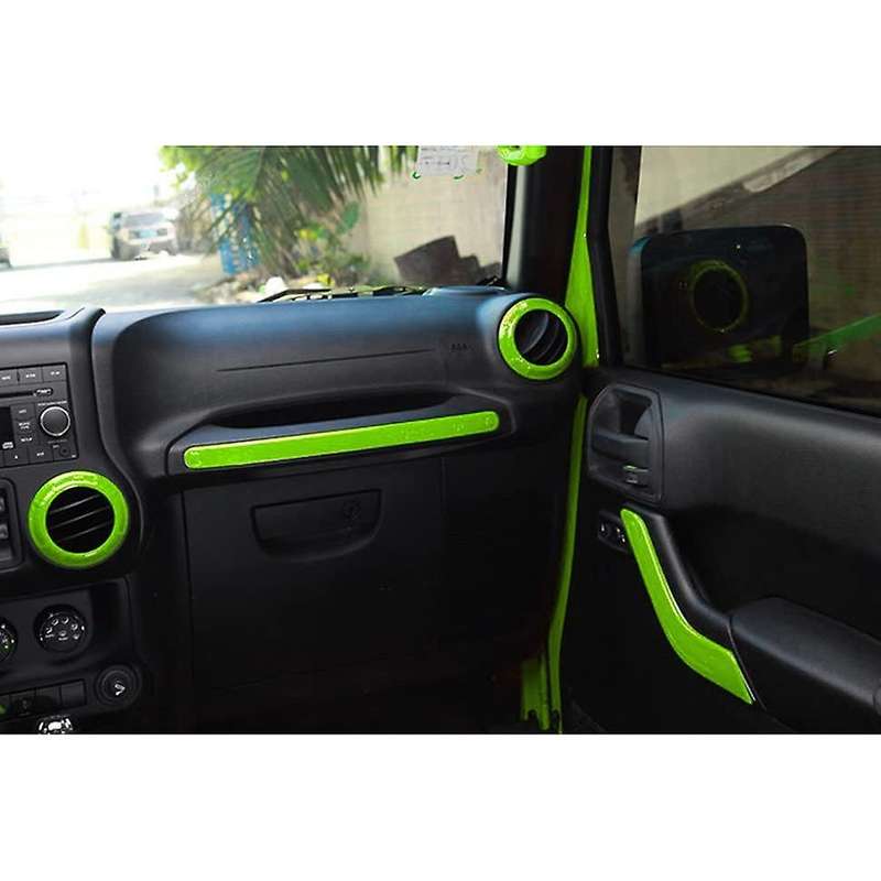 (Green 18Pcs) Car Decoration Steering Wheel & Center Console Air Outlet Trim for Wrangler JK JKU 201