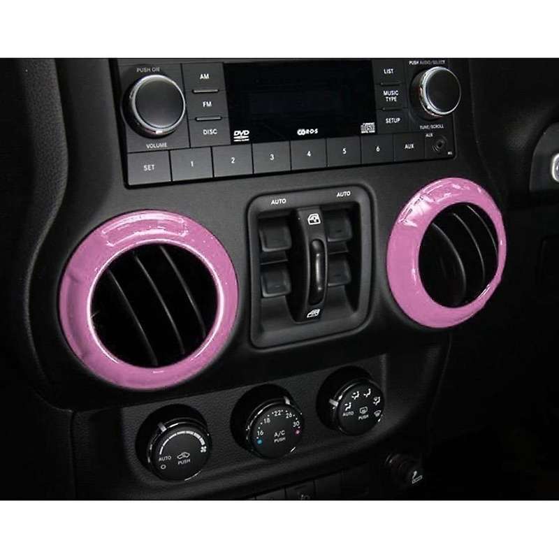 (PINK 18PCs) Car Decoration Steering Wheel & Center Console Air Outlet Trim for Wrangler JK JKU 2011