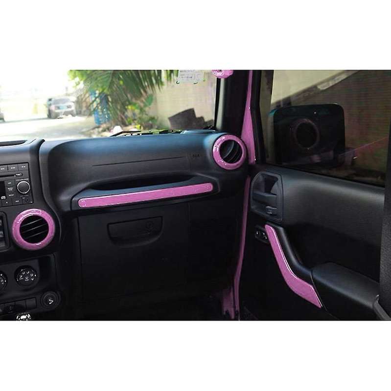 (PINK 12PCS) Car Decoration Steering Wheel & Center Console Air Outlet Trim for JK JKU 2011-18