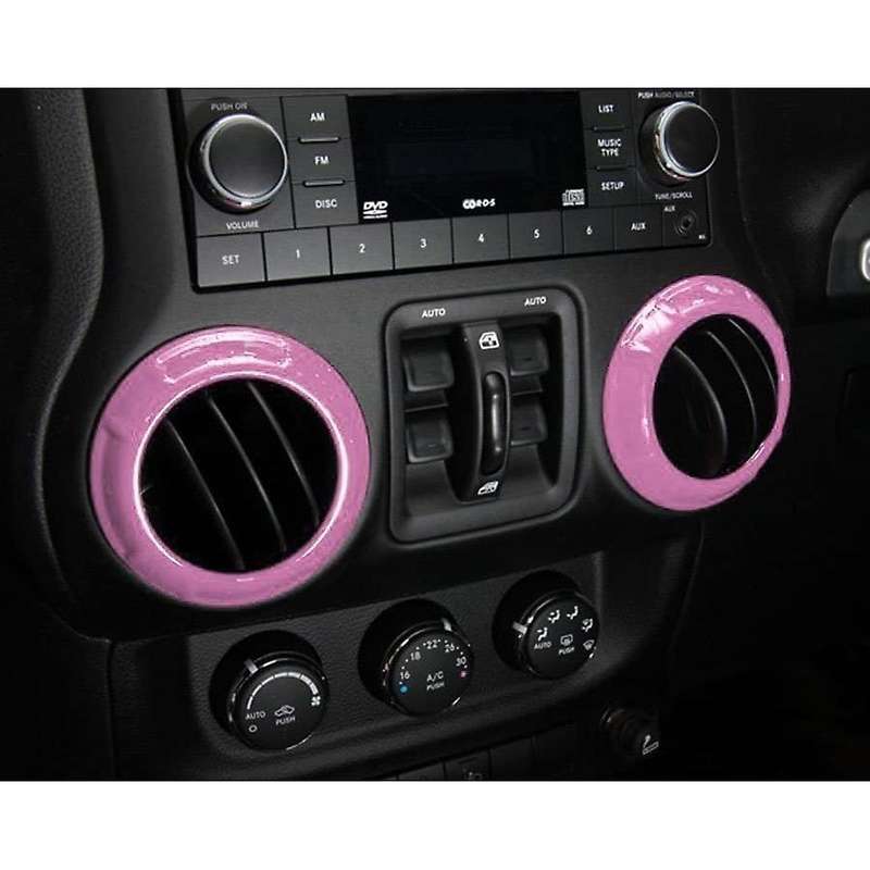 (PINK 12PCS) Car Decoration Steering Wheel & Center Console Air Outlet Trim for JK JKU 2011-18
