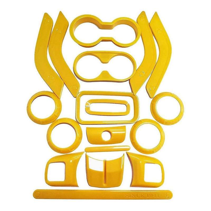 (Yellow 18PCs) Car Decoration Steering Wheel & Center Console Air Outlet Trim for Wrangler JK JKU 20