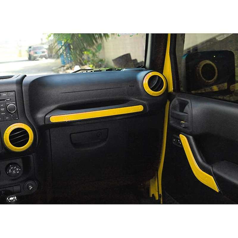 (Yellow 18PCs) Car Decoration Steering Wheel & Center Console Air Outlet Trim for Wrangler JK JKU 20