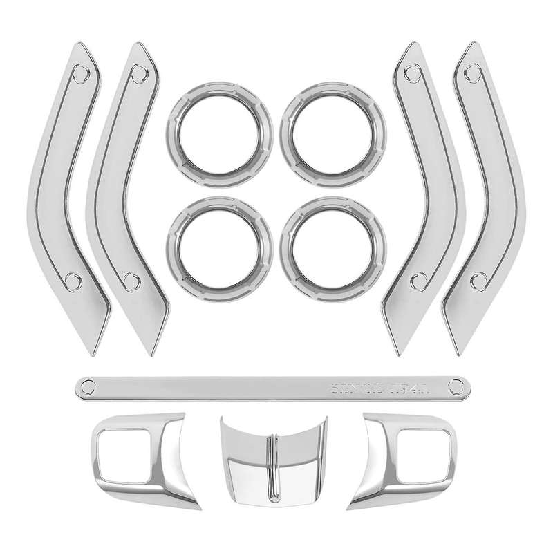 (Silver 12PCS) Car Decoration Steering Wheel & Center Console Air Outlet Trim for Wrangler JK JKU 20