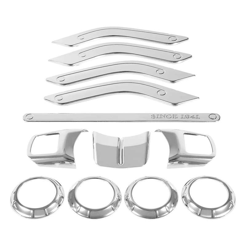 (Silver 12PCS) Car Decoration Steering Wheel & Center Console Air Outlet Trim for Wrangler JK JKU 20