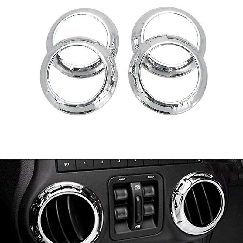 (Silver 12PCS) Car Decoration Steering Wheel & Center Console Air Outlet Trim for Wrangler JK JKU 20