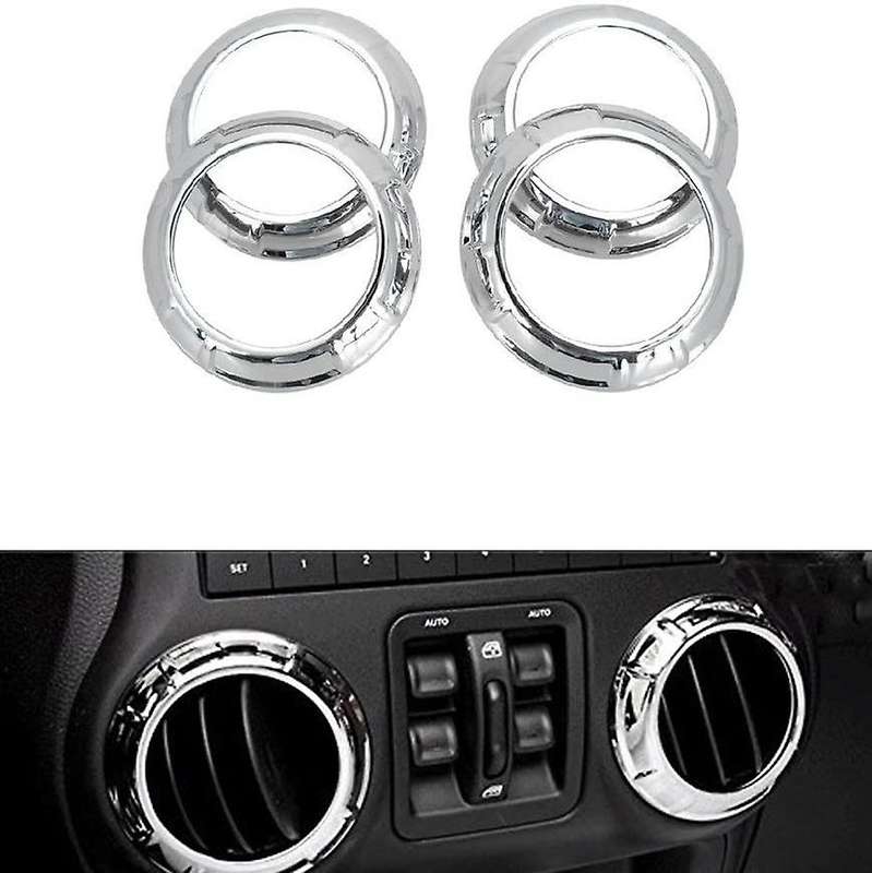 (Silver 18PCs) Car Decoration Steering Wheel & Center Console Air Outlet Trim for Wrangler JK JKU 20