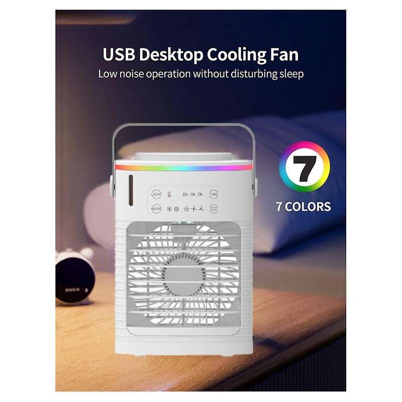 , Personal Evaporative Air Cooler with 4 Wind Speed & LED Light,Small Desktop Quiet Cooling Fan