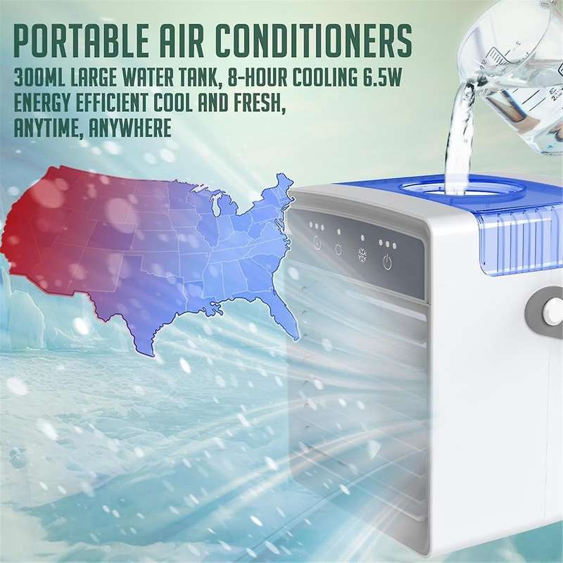 , USB Personal Mini Air Conditioner , Evaporative Air Cooler with Misting, for Room, Tent,Car