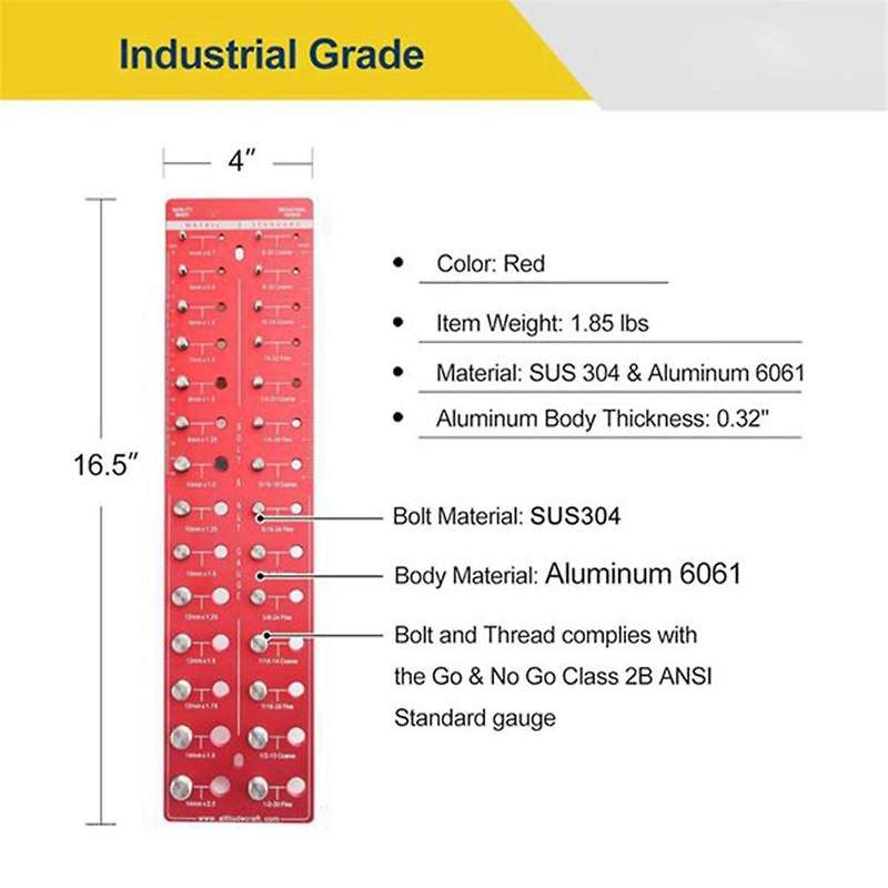, Nut and Bolt 14 Metric 14 Standard Size,Thread Gauge with Pitch Gauge,for Nut and Bolt
