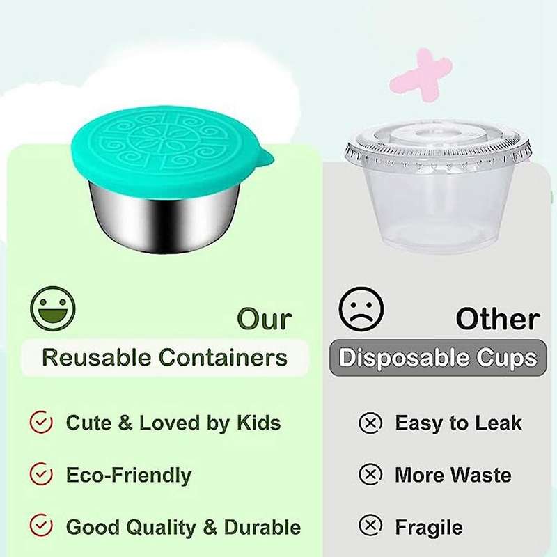 [4 Pack] Salad Sauce Containers to Go, Reusable Condiment Containers with Lids, Stainless Steel Sau