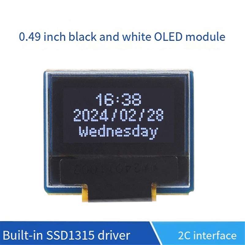 0.49 Inches Oled Module 64x32 Resolution I2C Communication Black and White Display Multi-Function Co