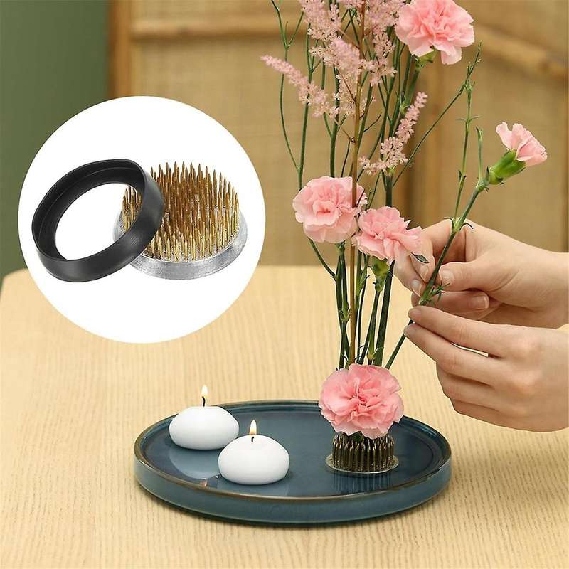 0.9/1.4/2.4inch Flower Frogs Ikebana Kenzan, 3 Pcs Flower Arranger Tool Brass Floral Frog Pin Holder